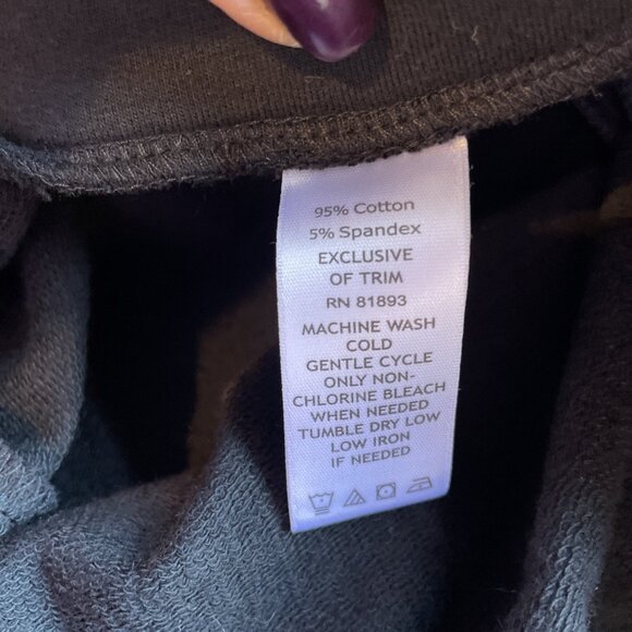 Sport Savvy Women's French Terry Pant Size L Black Button Hem Pull On Cozy NWT - Picture 10 of 10